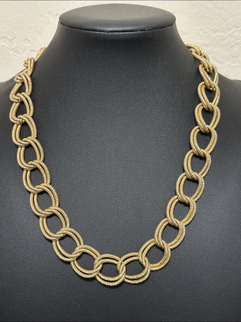 Pierre Cardin Chunky Gold Tone Double Textured Link Chain Vintage Necklace